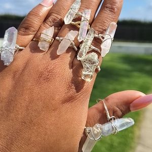 Cristal Ring,Wire Wrapped Ring, Stone Ring, sky Blue Cristal Rings